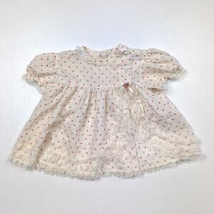 Vintage Toddletime Swing Top Baby Girls Size 18m Cream Red Rosebud Frilly